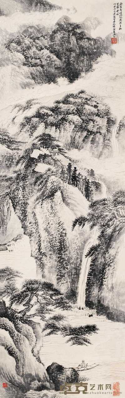 萧俊贤 山水 立轴 98×29cm